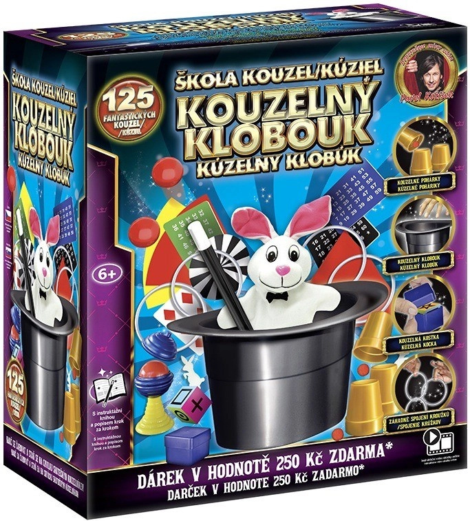 Škola kouzel - Kouzelný klobouk 125 triků + Dárek v hodnotě 250Kč