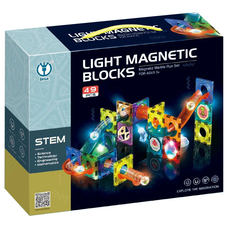 Kuličková dráha - magnetická, svítící stavebnice 49 ks