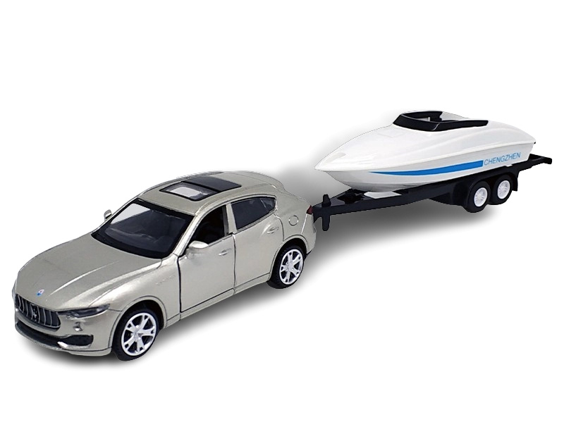 Kovový model - 1:43 Maserati Levante SUV s přívěsem-člun