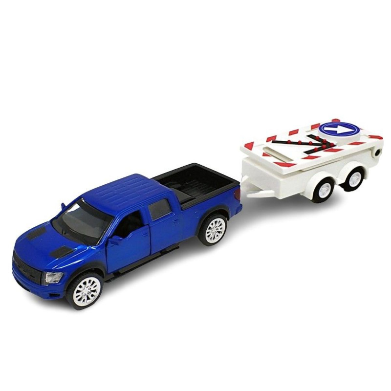 Kovový model - 1:52 Ford F-150 SVT Raptor se silničním výstražným vozíkem