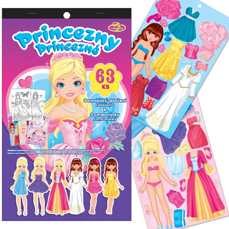 Samolepky na oblékání a omalovánky Princezny