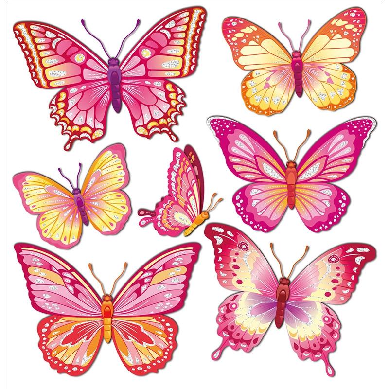 Dekorativní samolepky na zeď 3D - MOTÝL RŮŽOVÝ