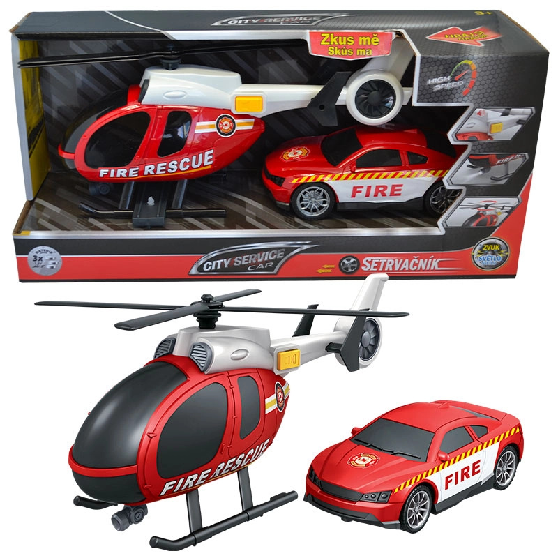 CITY SERVICE CAR - 1:14 Hasiči set vrtulník + auto