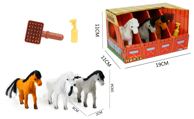 Tři poníci ve stáji s příslušenstvím 6ks