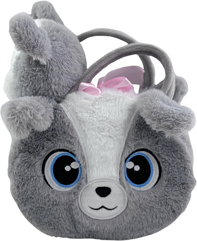 Plyšová kabelka Pes - šedá