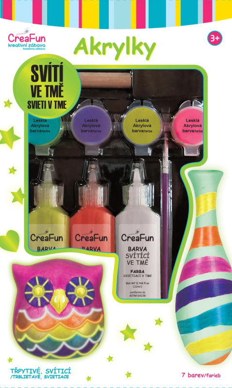 CreaFun - Svítící akrylové barvy 7 barev
