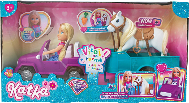 Panenka farmářka - kůň,auto s přívěsem