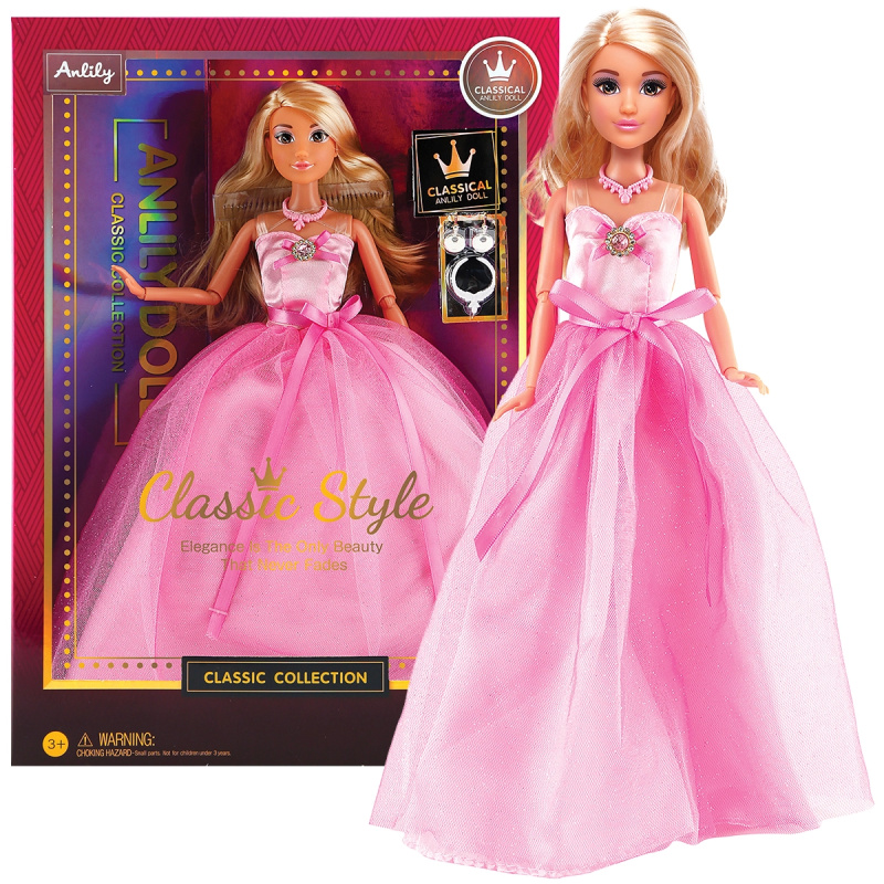 Módní panenka ve společenských šatech - růžové