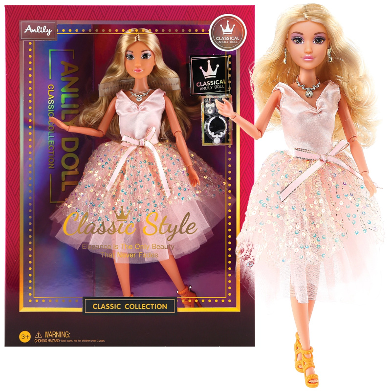 Módní panenka ve společenských šatech - sv.růžové