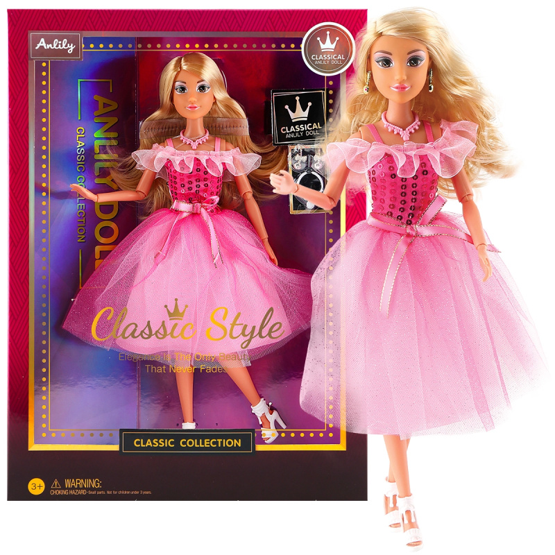 Módní panenka ve společenských šatech - růžové (19)