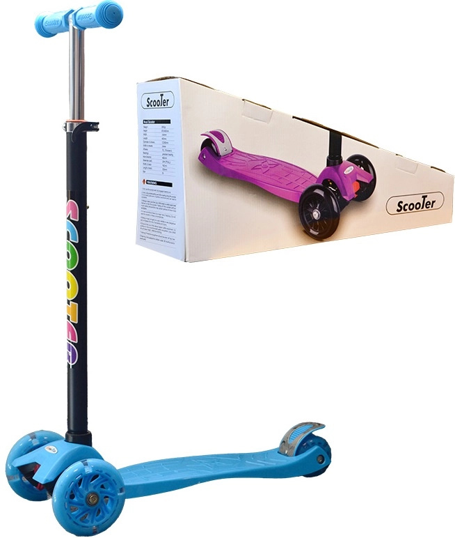 Dětská tříkolová koloběžka svítící  - sv.modrá