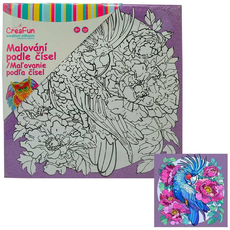 Malování na plátno  - Papoušek 30 x 30 cm