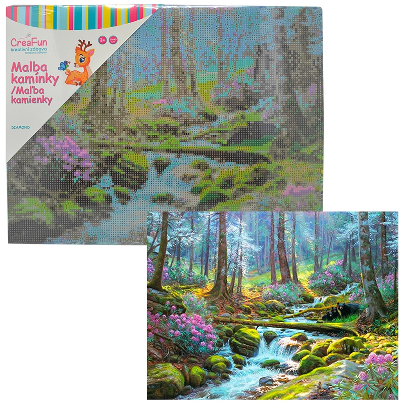Diamantové malování - Lesní potůček 30 x 40 cm