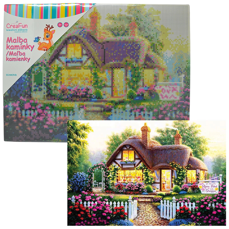 Diamantové malování Květinová chaloupka 30 x 40 cm