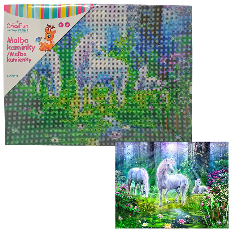 Diamantové malování Pegas v kouzelném lese 30 x 40 cm