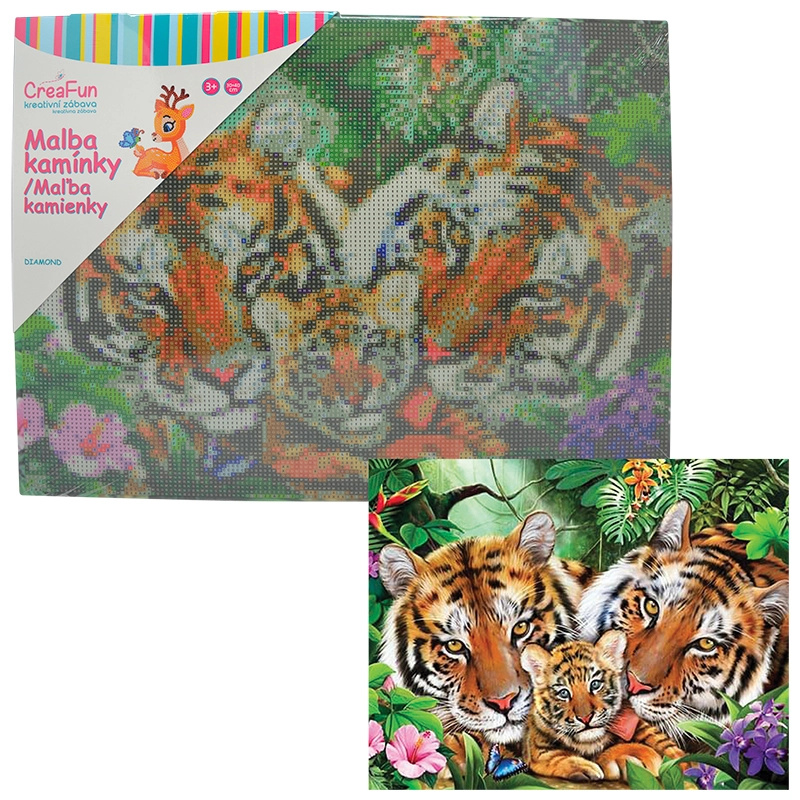 Diamantové malování Rodinka tygrů 30 x 40 cm
