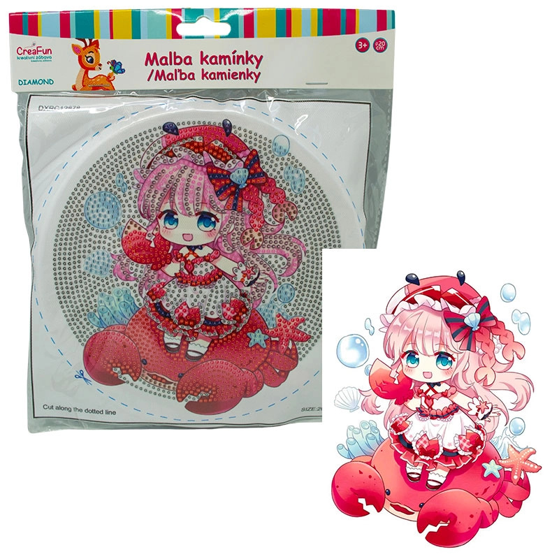 Diamantové malování s rámem - Panenka v červeném 20 cm