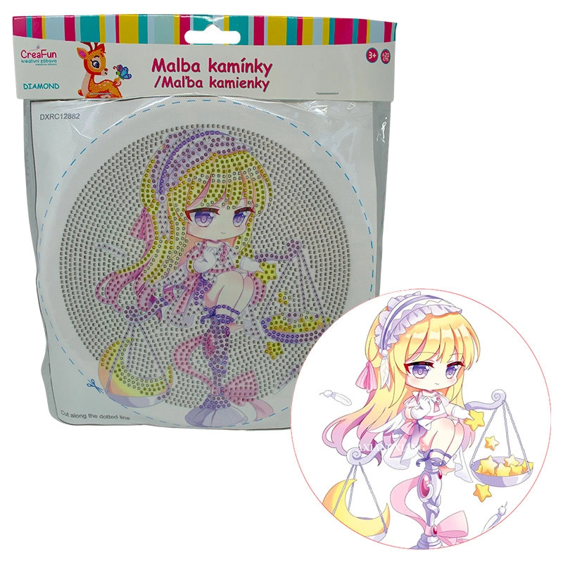 Diamantové malování s rámem - Panenka ve fialovém 20 cm