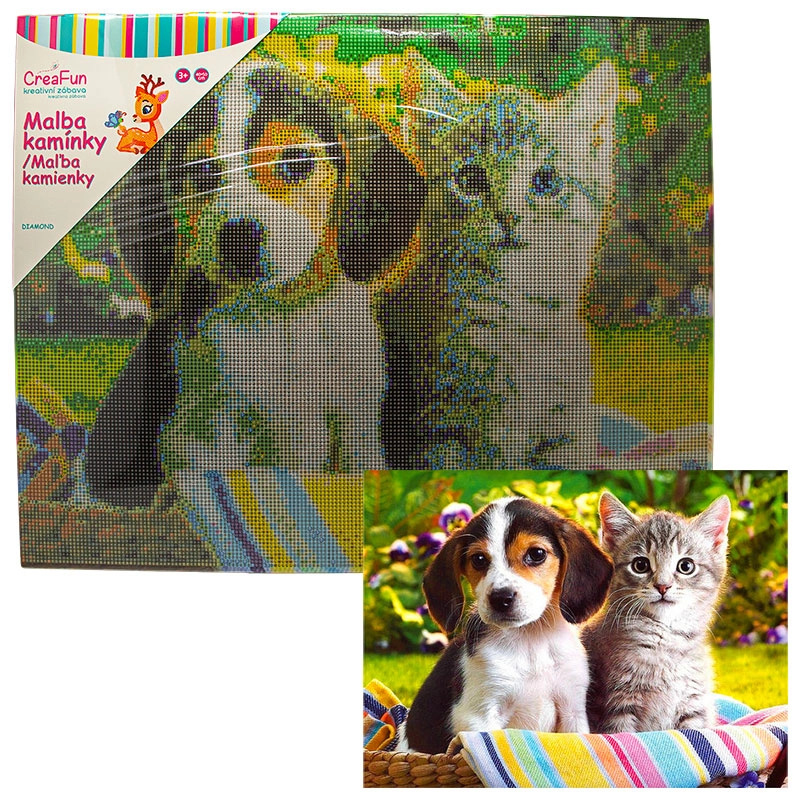 Diamantové malování - Pes a kočka 40 x 50 cm