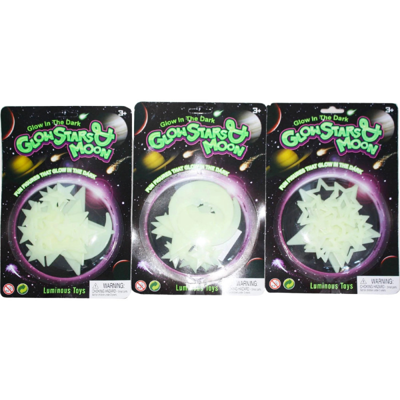 Svítící plastová dekorace měsíc a hvězdy - 3 druhy