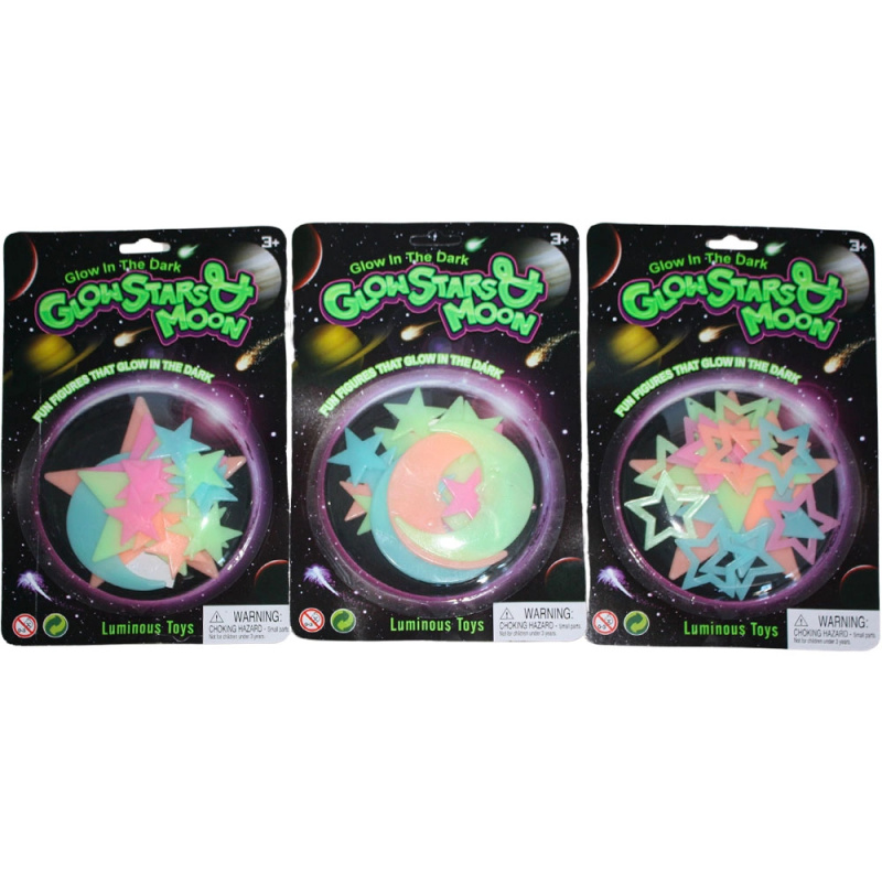Svítící plastová dekorace měsíc a hvězdy color