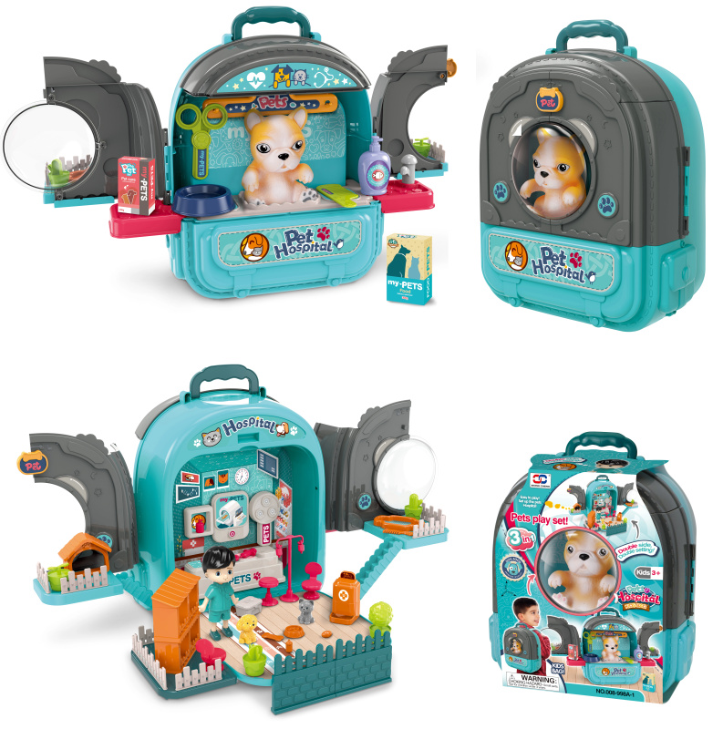 Zvířecí nemocnice v batohu Pes 3v1 modrá