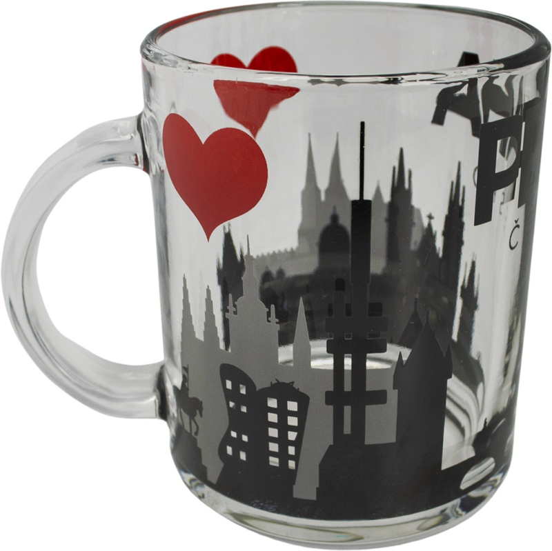 Skleněný hrnek 330ml - PRAHA 100