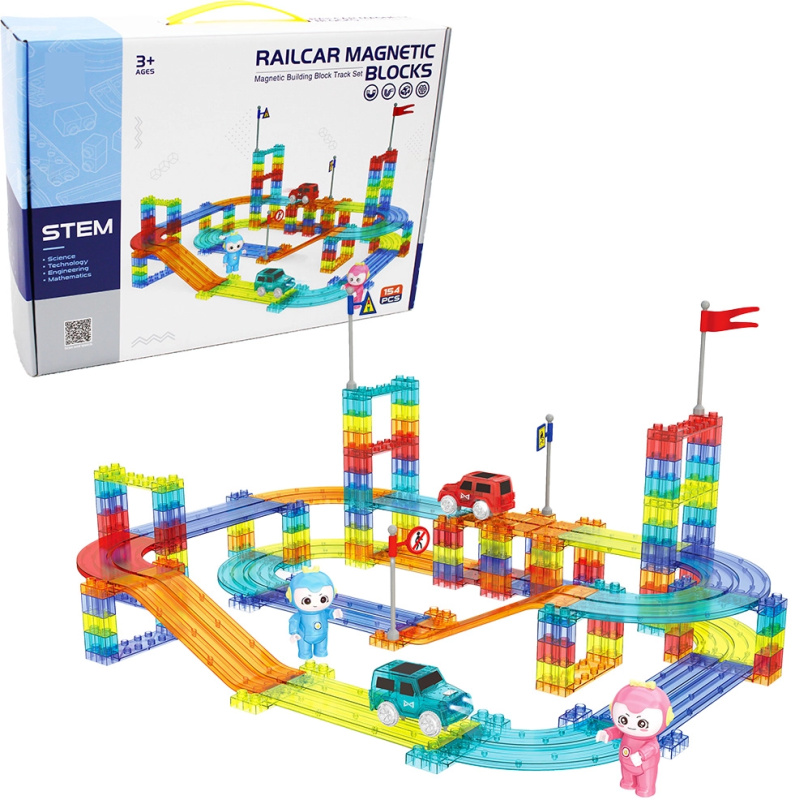 Magnetická závodní dráha 154 ks + elektrické auto