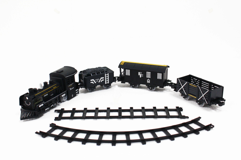 SET Elektrická vláčkodráha - Parní lokomotiva s kouřem, světlem a zvukem na baterie