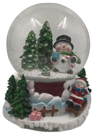 Těžítko sněhová koule se sněhulákem o průměru 100 mm, hrající melodii