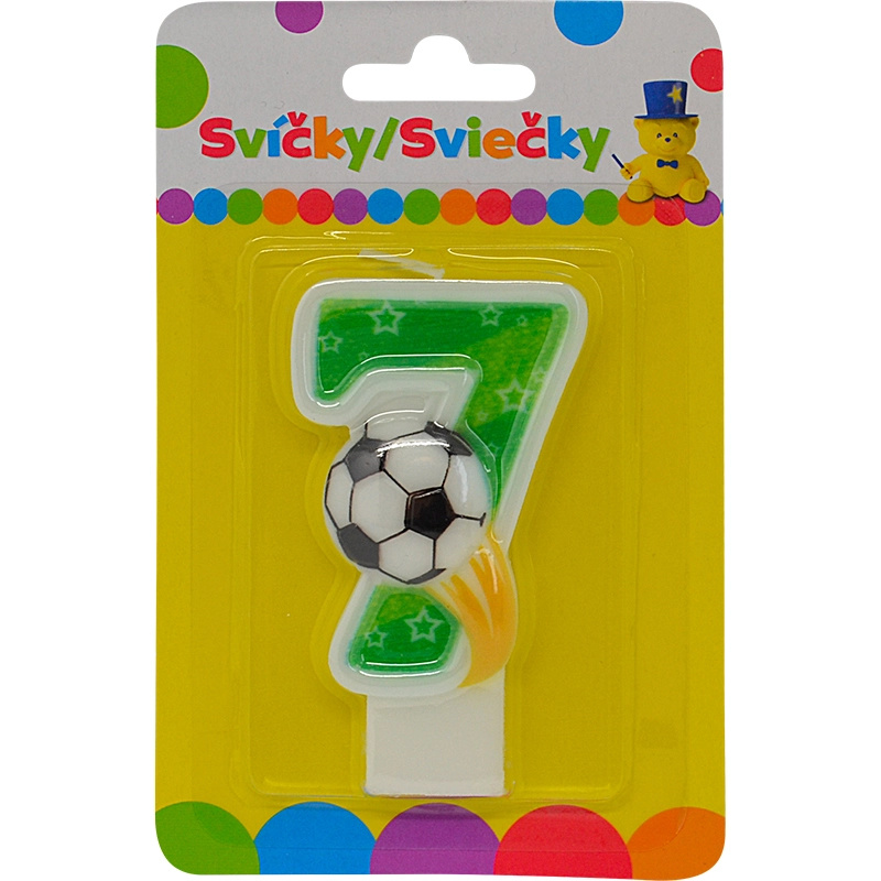 Narozeninová svíčka číslo 7 s fotbalovým míčem