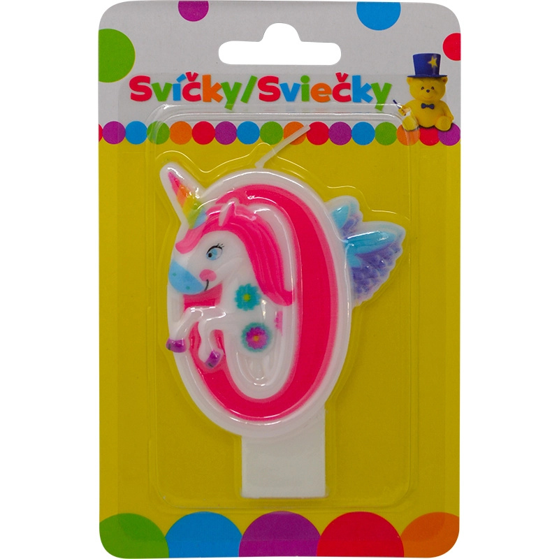 Narozeninová svíčka s jednorožcem číslo 0