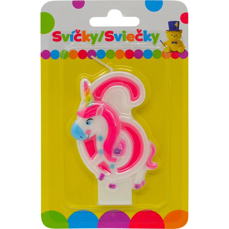 Narozeninová svíčka s jednorožcem – číslo 6
