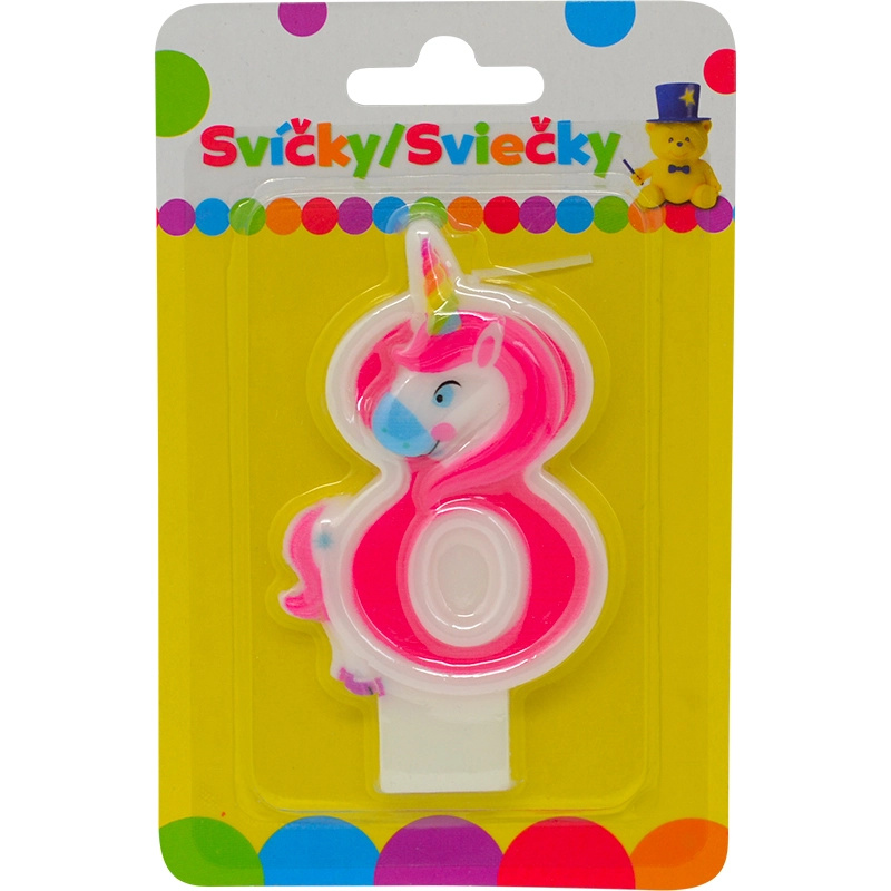 Narozeninová svíčka jednorožec číslo 8