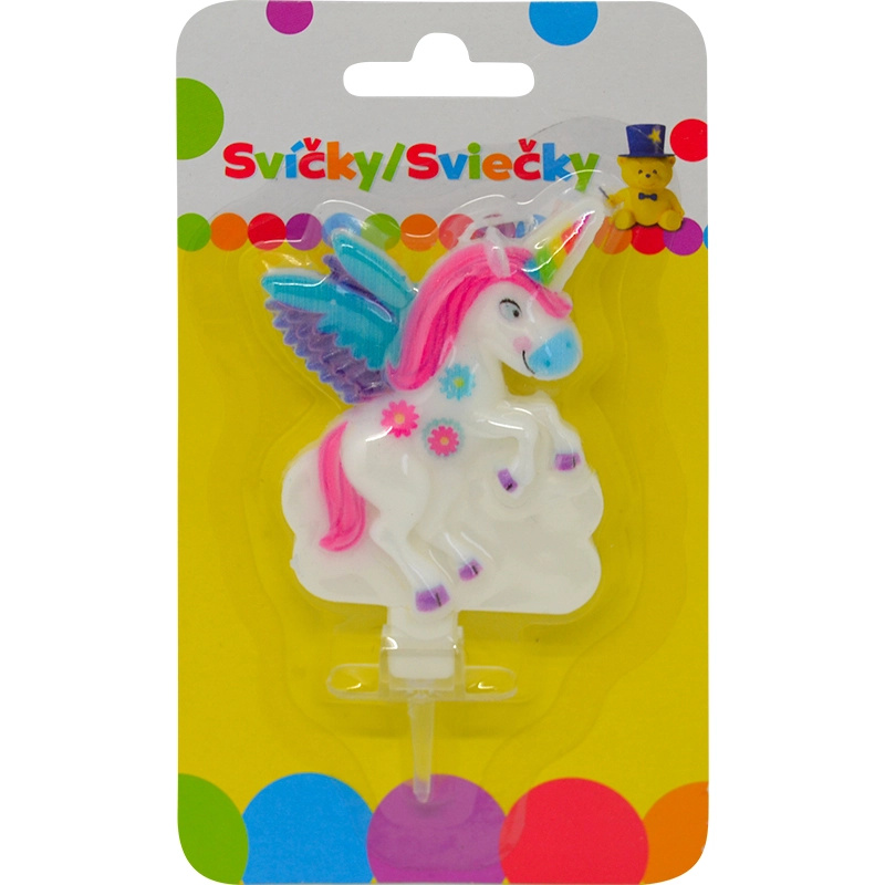 Narozeninová svíčka s jednorožcem a držákem