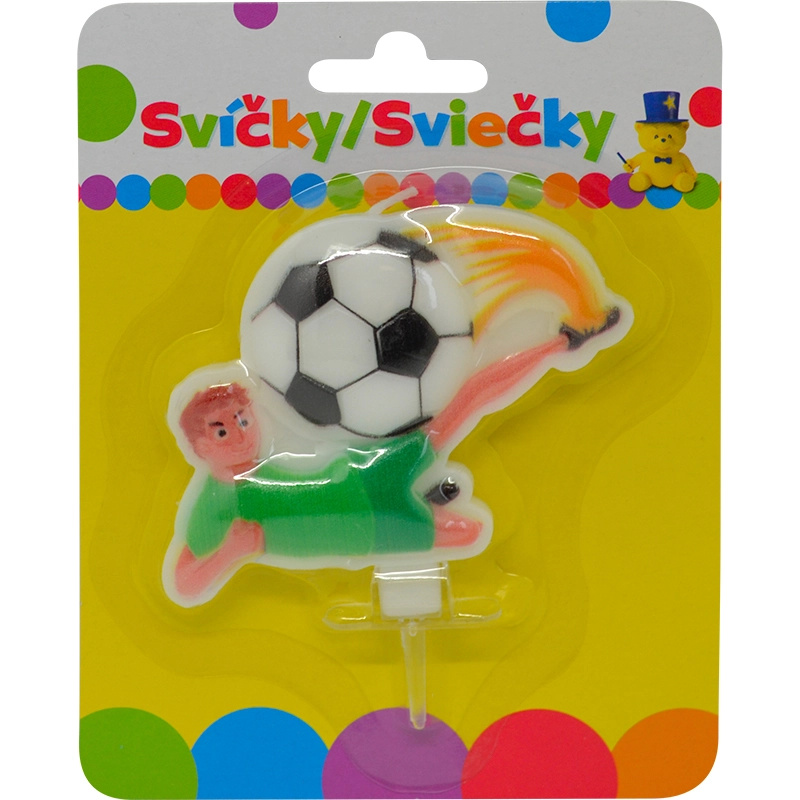 Narozeninová svíčka s fotbalistou s držákem