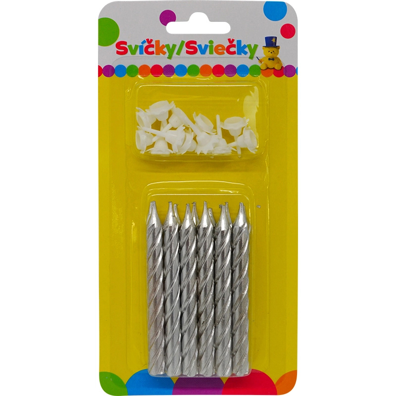 Narozeninová jumbo svíčka, metalická stříbrná s třpytkami