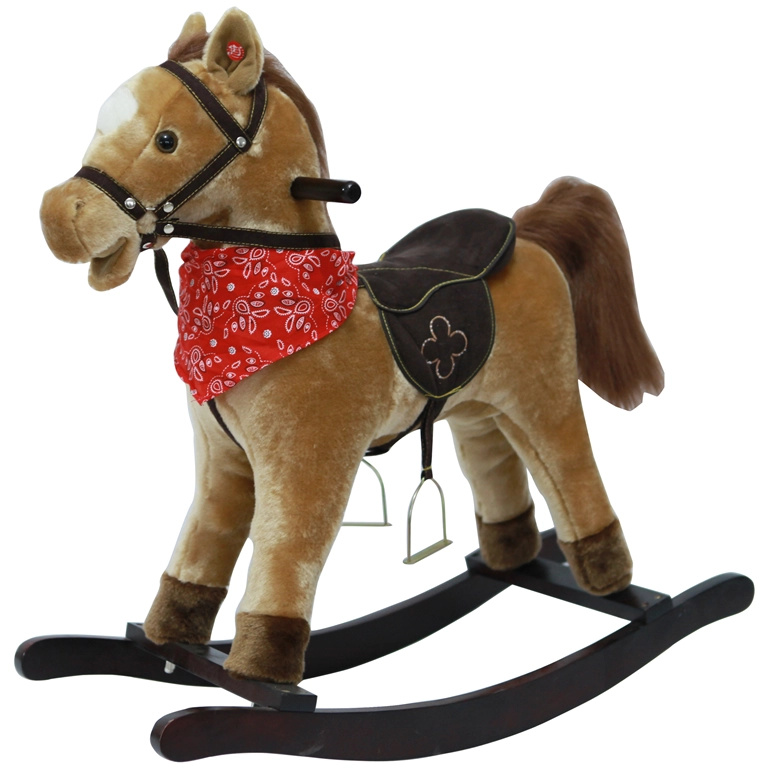 Houpací kůň světle hnědý - výška sedátka 46 cm, zvukové efekty koně, pohyblivá tlama a ocas