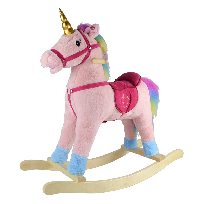 Houpací kůň růžový - výška sedátka 46 cm, zvukové efekty koně, pohyblivá tlama a ocas