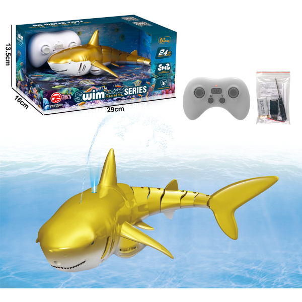 R/C Žralok se světlem a vodní fontánou - zlatý