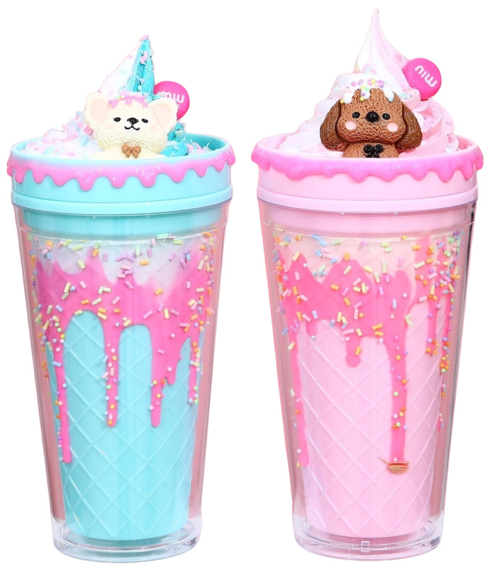 Kelímek s víčkem a brčkem Zmrzlinový Medvídek 480ml - více variant