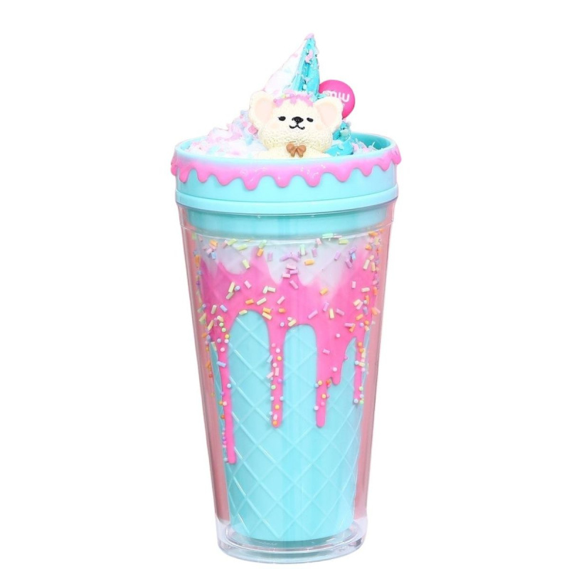 Kelímek s víčkem a brčkem Zmrzlinový Medvídek 480ml - více variant