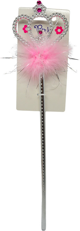 Plastová kouzelná hůlka s růžovým peřím pro malé princezny