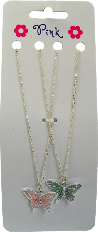 Dětský náhrdelník s kovovým motýlkem – sada 2 ks