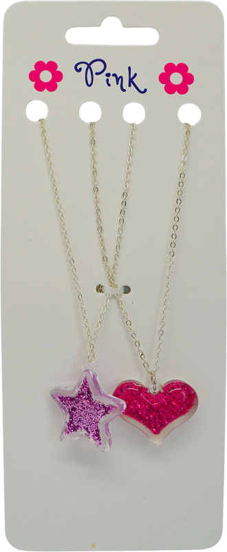 Náhrdelník s přívěskem ve tvaru srdce a hvězdy 2ks