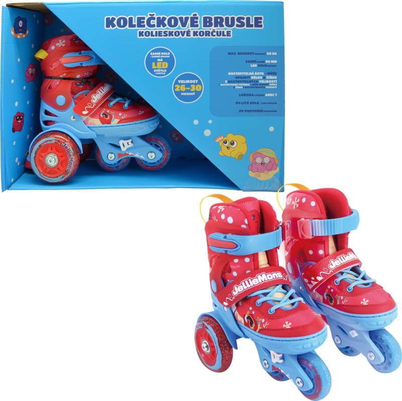 Dětské svítící kolečkové brusle - Červené (vel. 26-30)