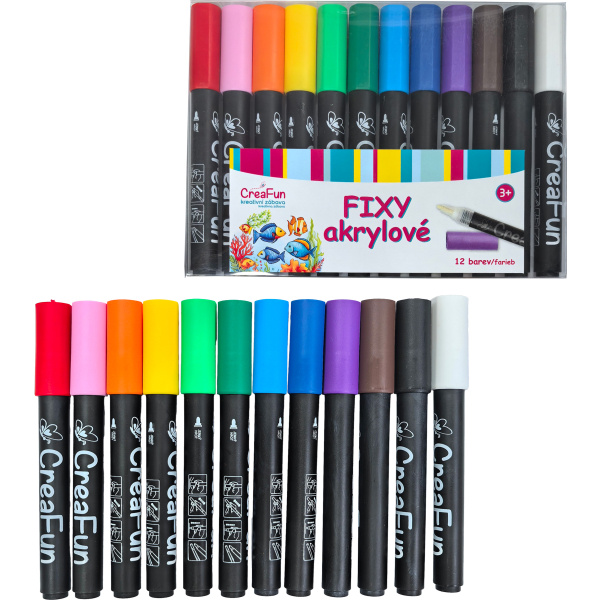 CreaFun - Fixy akrylové 12 barev