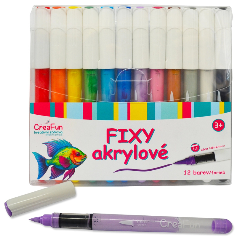 CreaFun - Fixy akrylové 12 barev