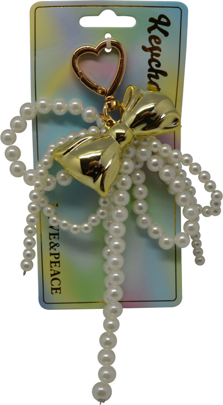 Keychain Přívěsek na klíče - Perly s mašlí a srdcem