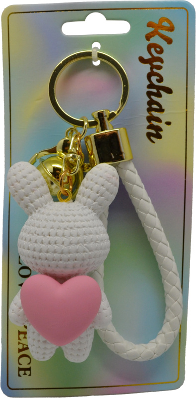 Keychain Přívěsek na klíče - Zajíček se srdcem